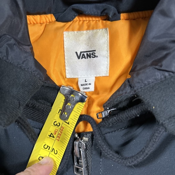 Vans Full Zip Jacket Bomber Hood Large Black Orange Skate - Picture 5 of 7